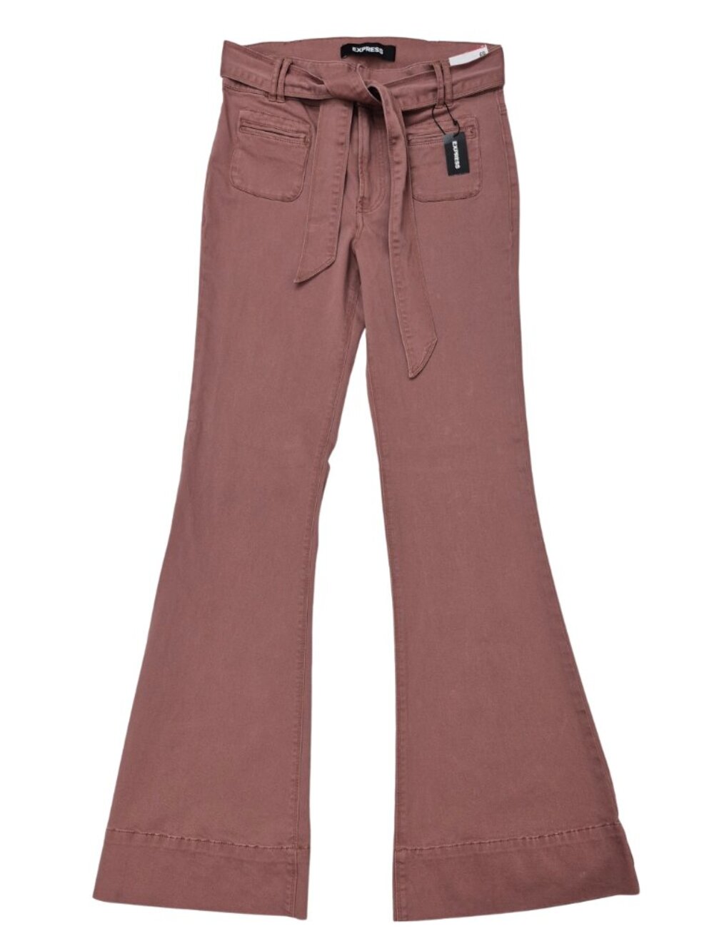 Express Bell Flare Pants Women's 6R Stretch Denim High Rise Pocket Jeans